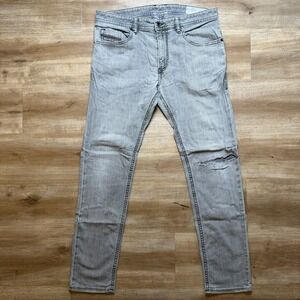 Diesel Jeans Men 33x30 Gray Thommer Slim Skinny Fit Stretch Destroyed Punk 0681D